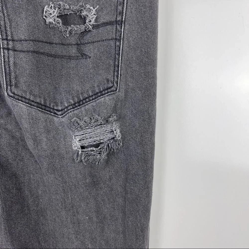American Eagle Vintage Hi Rise Loose Fit Jeans Destroyed Grey Size 6 Grunge Punk